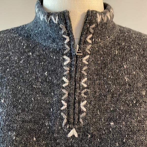 VTG WOOLRICH women’s mock 1/4 zip wool blend black fleck sweater size large - Picture 5 of 12